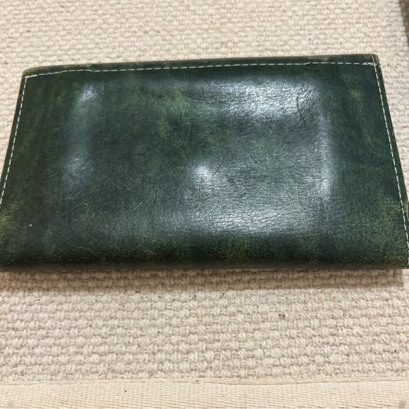 VTG Sandalwood Cowhide Brazil Tooled Green Leather Trifold Wallet-7x4 - Picture 6 of 10